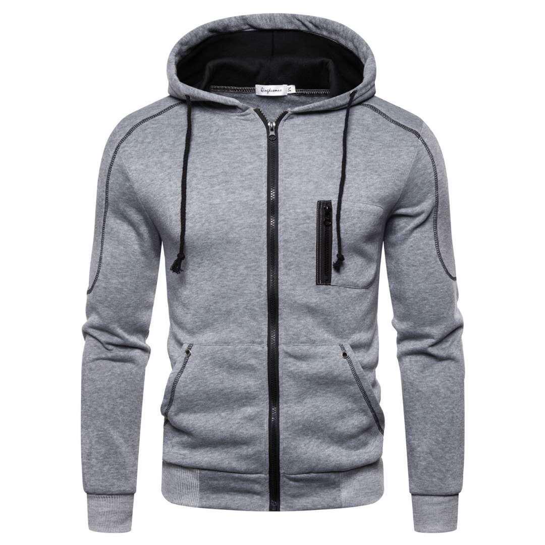 Stylish Man-2 Heren Zip Up Hoody Effen Hoodie Rits Sport Jumper Capuchon Jas Warme Jas M zwart