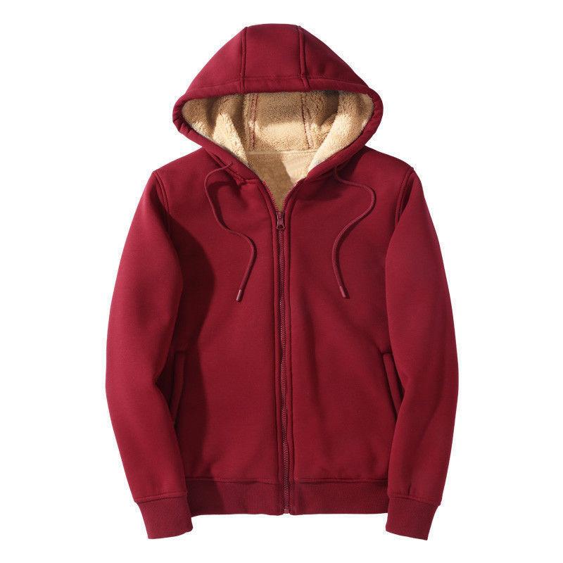 Stylish Man-2 Heren Plus Fluwelen Dikke Capuchon Trui Jeugd Cardigan Top Studenten Rits Trui Heren Maat Jas S grijs