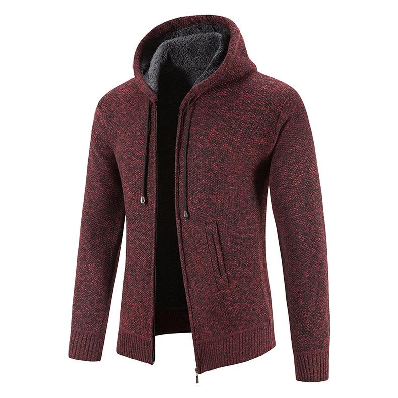Stylish Man-2 2023 Nieuwe herfst/winter pluche en verdikte oversized heren sweaterjas met capuchon en ritsvest M rood