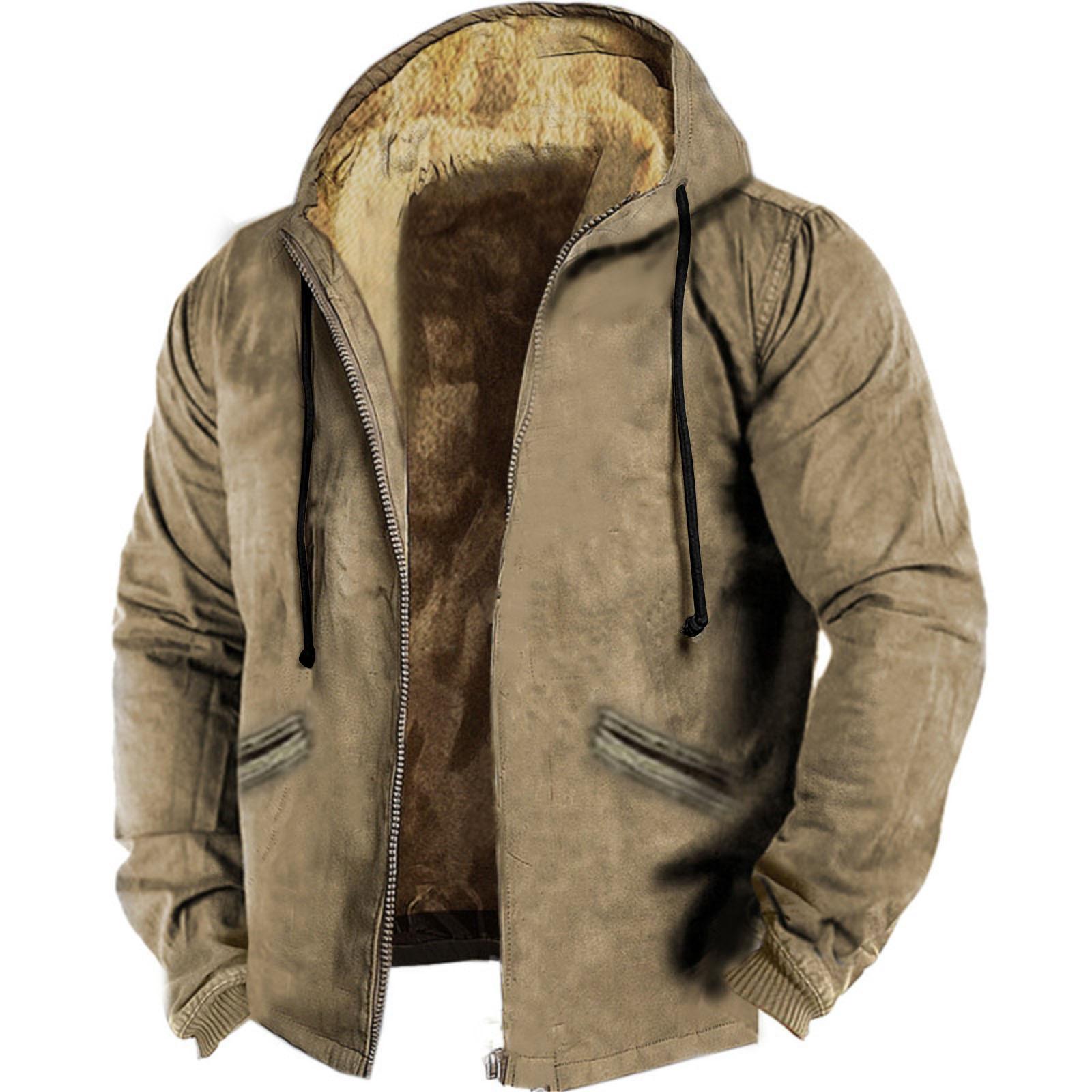 Stylish Man-2 Winterhoodie voor heren Knap en veelzijdig los jack met capuchon, pluche en verdikt voor herfst en winter S