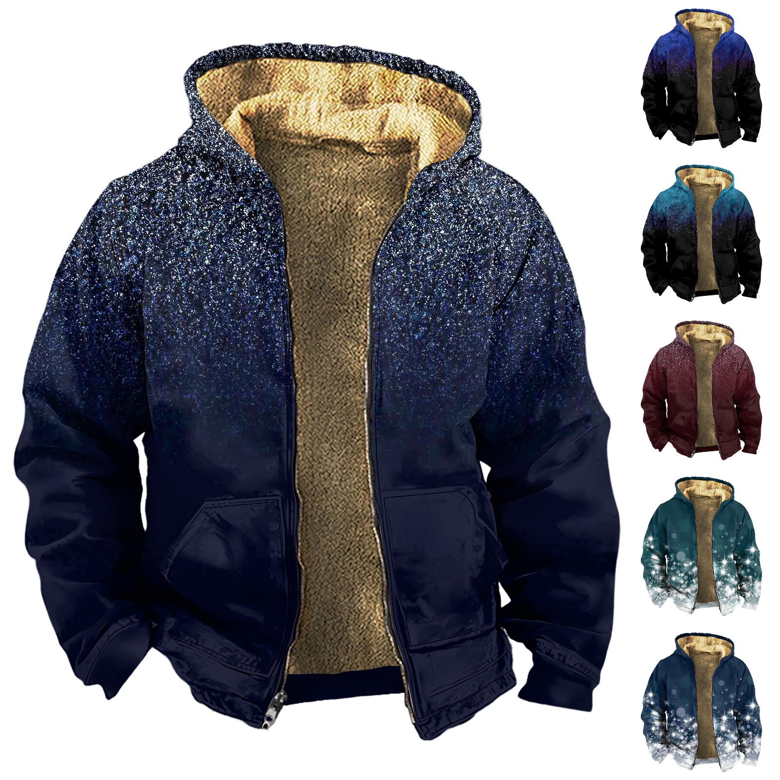 Ren Bag Heren Winter Rits Capuchon Fleece Sweatshirt Met Opgestikte Zak Casual Jack L blauw