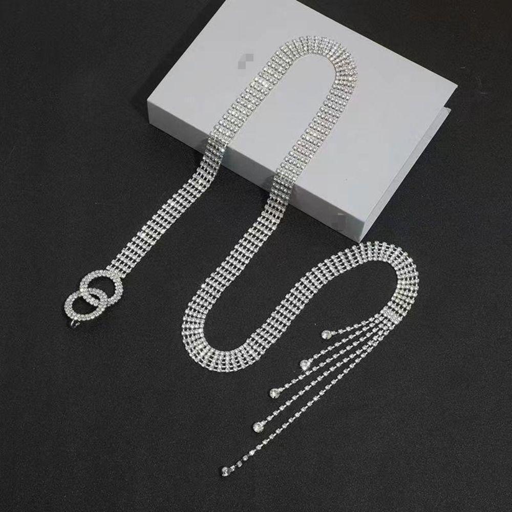 Kenuoyun Glanzende strass riem lichaamssieraden vrouwen buikkettingen high-end kristal tailleketting vrouwelijk goud