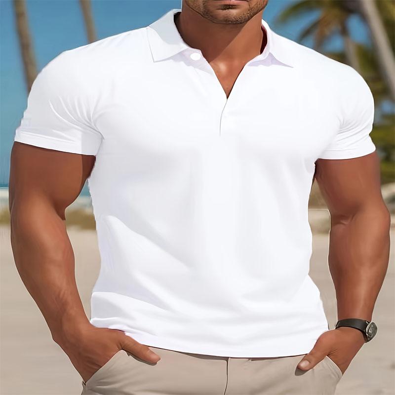 Bengbukulun Men's Summer Solid Color Quick Drying Polo Shirt, Fashionable and Comfortable Short Sleeved Versatile, Suitable for Going Out S wit