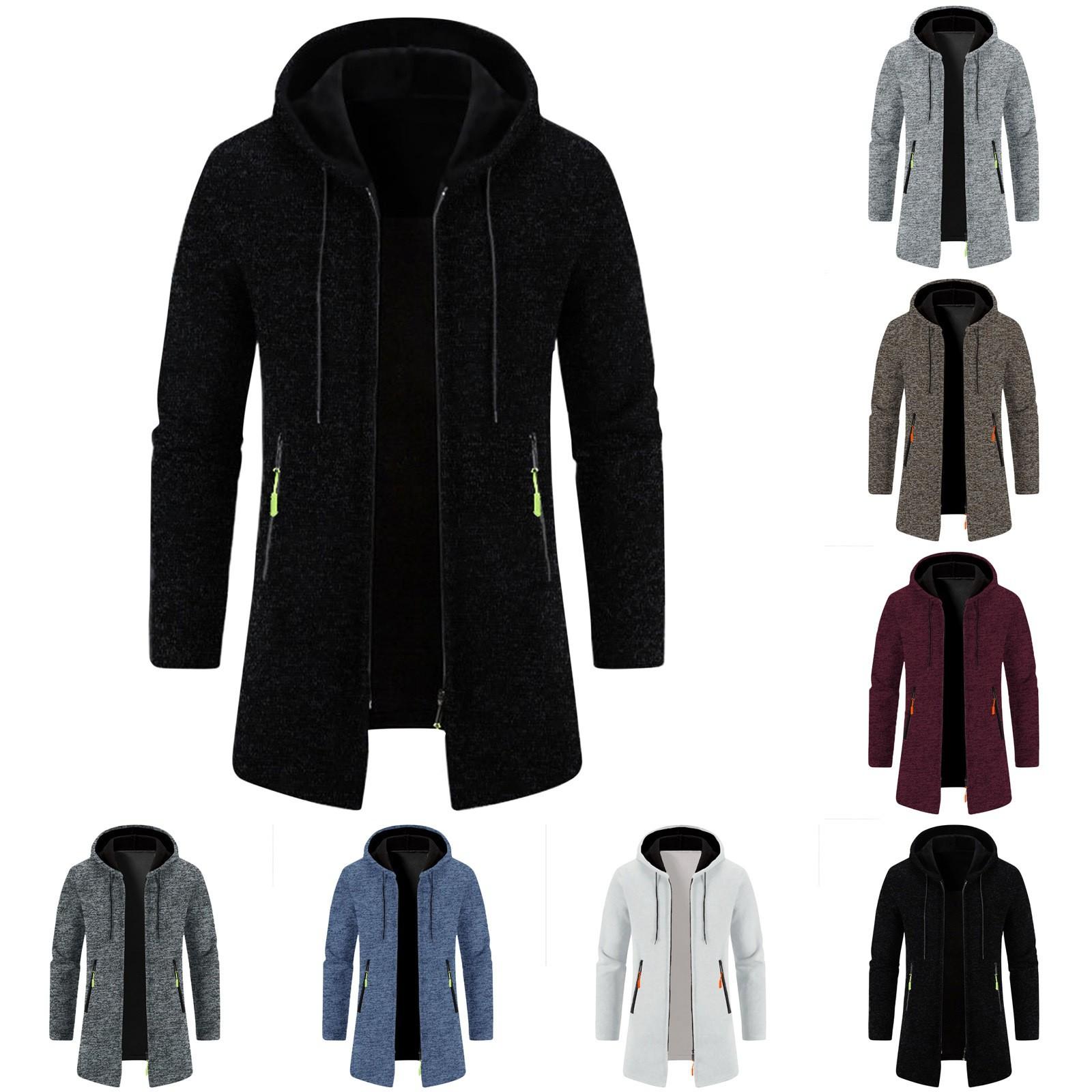 Molihua Heren Lente Capuchon Medium Lange Dunne Fluwelen Losse Grote Maat Trui Jas Cardigan Top Jas XXXL zwart