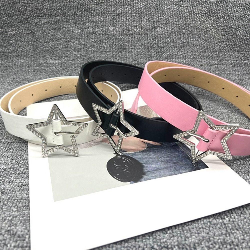 Liangdao Strass breedte taille riem verstelbare tailleband dames taille riem ster gesp riem corset riem wit