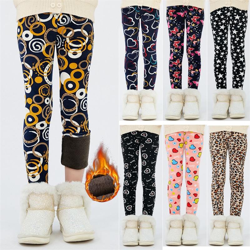 Topzeros Meisjesbroeken Herfst Winter Kinderbroeken Leggings Dikker Fluwelen Sterrenprint Kinderbroeken Babymeisje Warm houden Legging 110