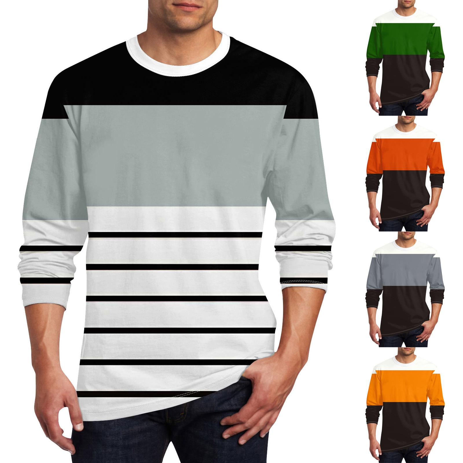 Wahaha123 Heren T-shirt O-hals Kleding Kleding Buiten Lange Mouw Print Modeontwerper Vintage L wit
