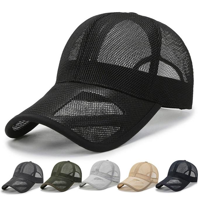 Beautiful Tops Skeleton zonnehoed voor heren, lente en zomer, ademend mesh, zonwerende baseballpet zwart
