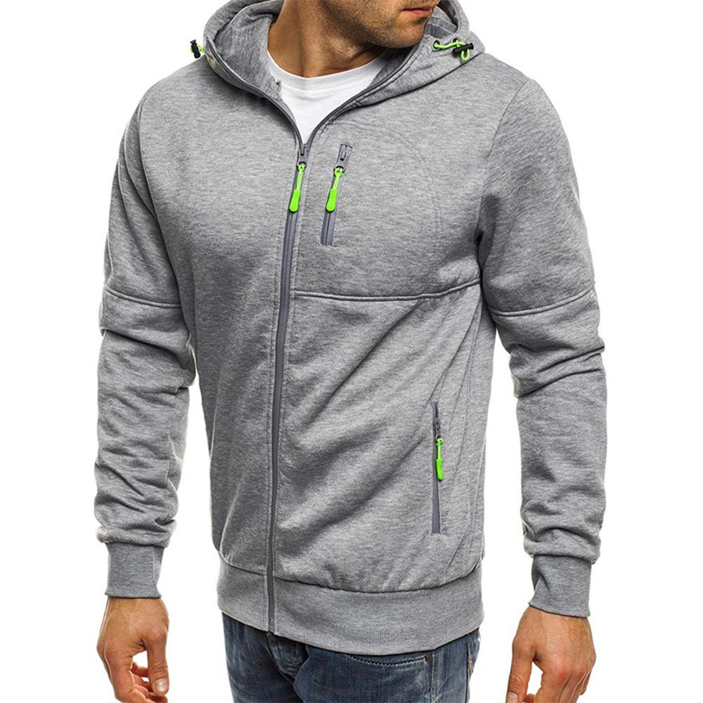 Stylish Man-2 Heren hoodie fleece warme capuchon jas sweatshirt winter werk trui met ritssluiting M donkergrijze kleur