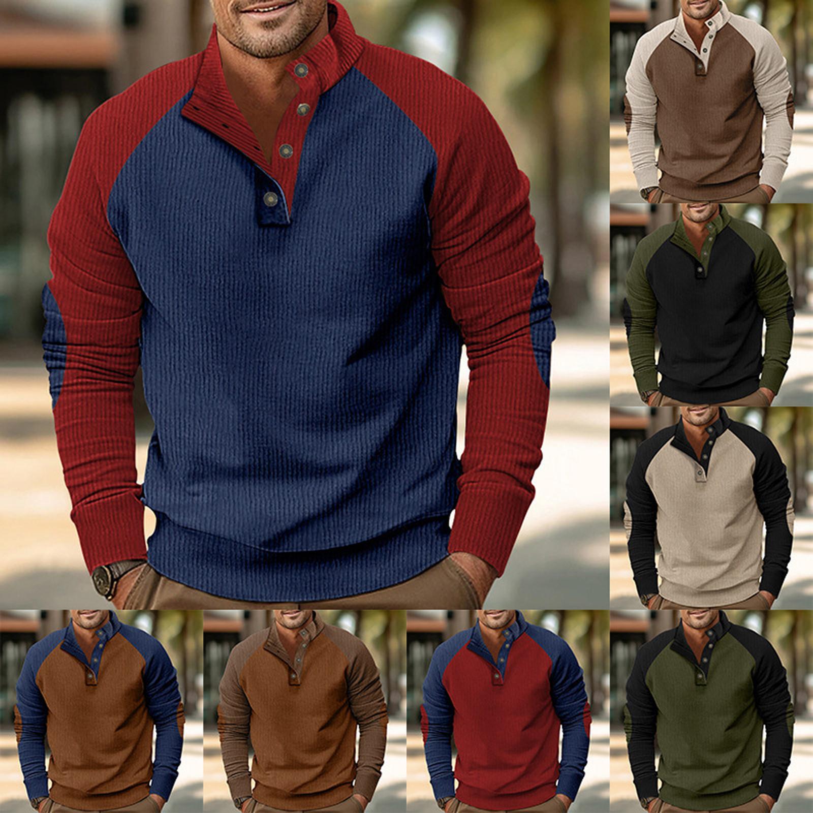 Zhengfuzhihai Heren Sweatshirt met Staande Kraag Is Buiten Casual Truien Tops L legergroene kleur