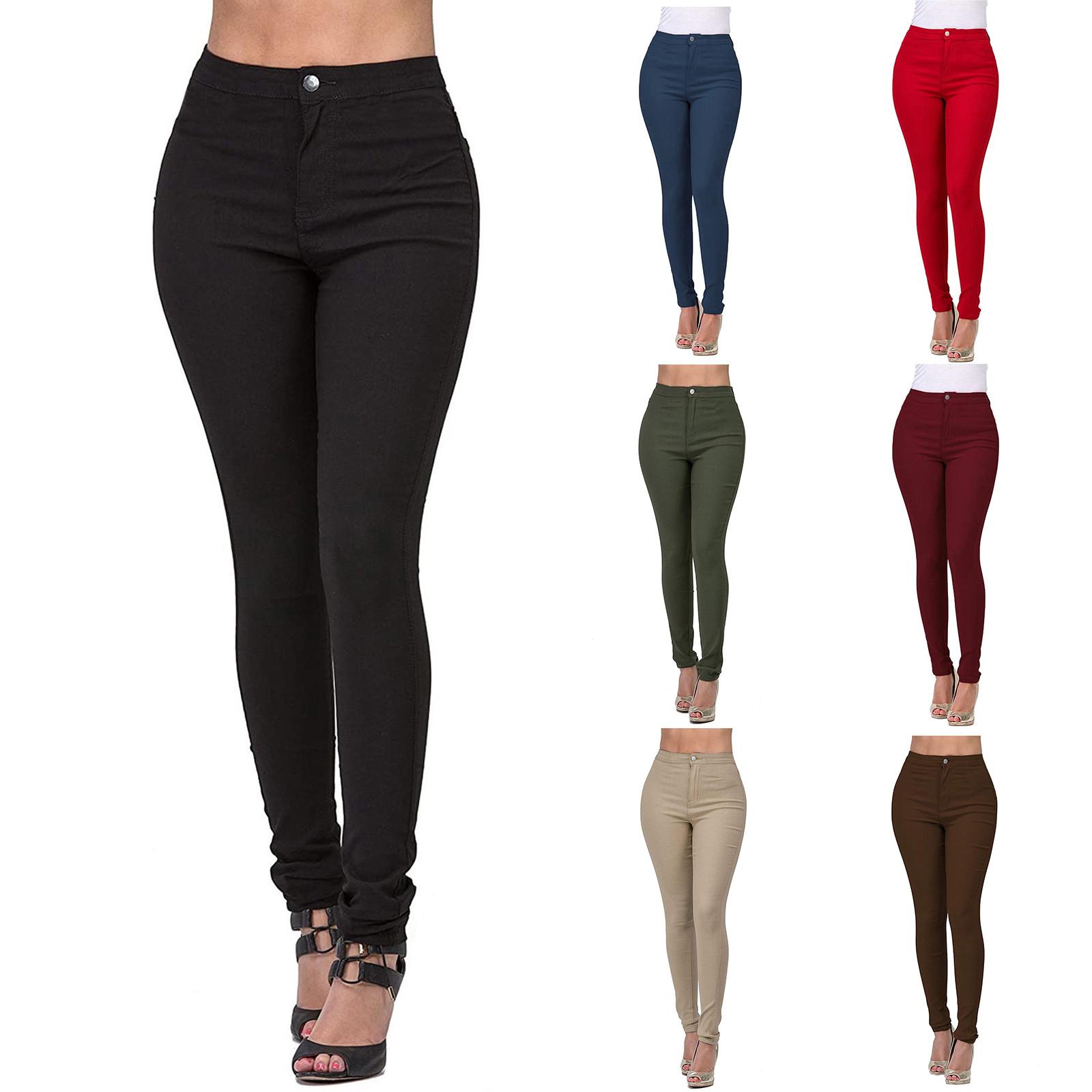 ZuiBaDuDu Mode Dames Kleur Hoge taille Rechte loop Smalle Voeten Jeans L zwart