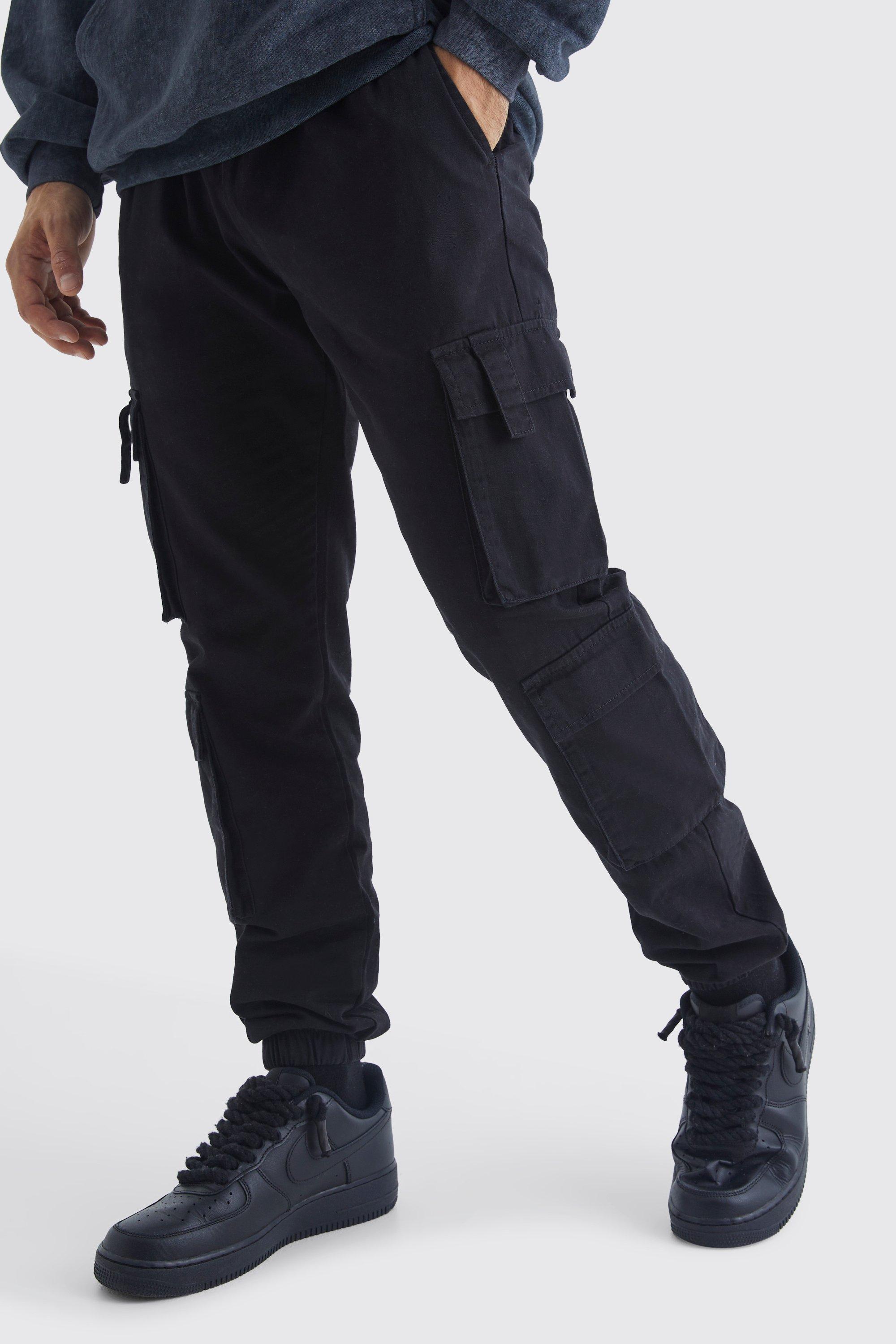 Boohoo Slim Fit Joggingbroek Met Elastische Taille En Cargo Zakken, Black