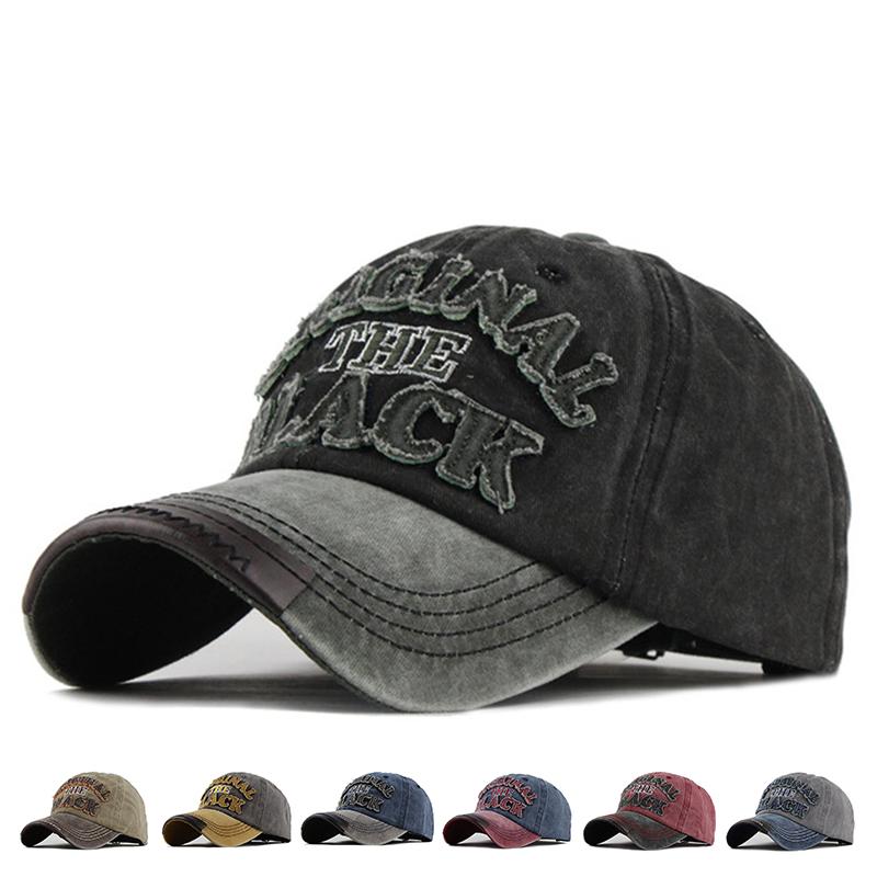 Cap Factory Retro gewassen baseballcap voorzien van snapback hoed voor heren dames casual pet brief zwarte pet zwart/groen