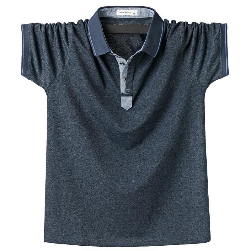Molly Show Zomer nieuwe polo met korte mouwen heren plus zakelijk poloshirt effen kleur comfortabele stofkwaliteit M blauw
