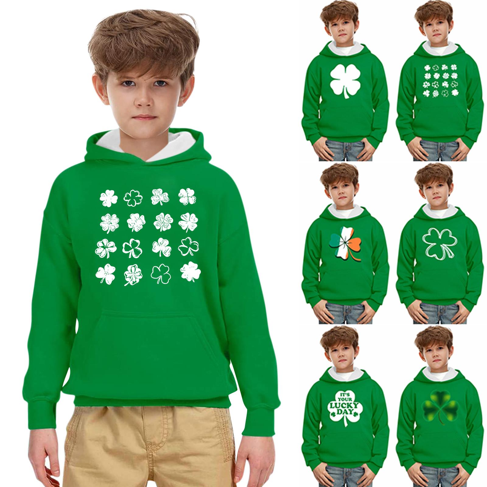 YiGeiWoLiGiaoGiao Hoodies voor jongens en meisjes. St. Patrick's Day Print Lange Mouw Schattige Sweatshirt Tienermeisjes Anime Tops 2-13Y 100