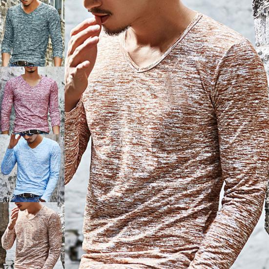 Secret Jam Herfst T-shirt met lange mouwen voor heren, effen kleur, casual Tide Generation, slim fit overhemd, grote maten XXXL zwart