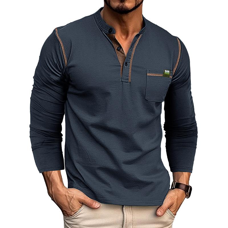 Molly Show Pasvorm voor heren Henley-shirts met lange mouwen Stretchondergoed Informeel Basic Tops Knoop Ademend Sport-T-shirts Atletisch Workout Vochtregelerend T-shirts S