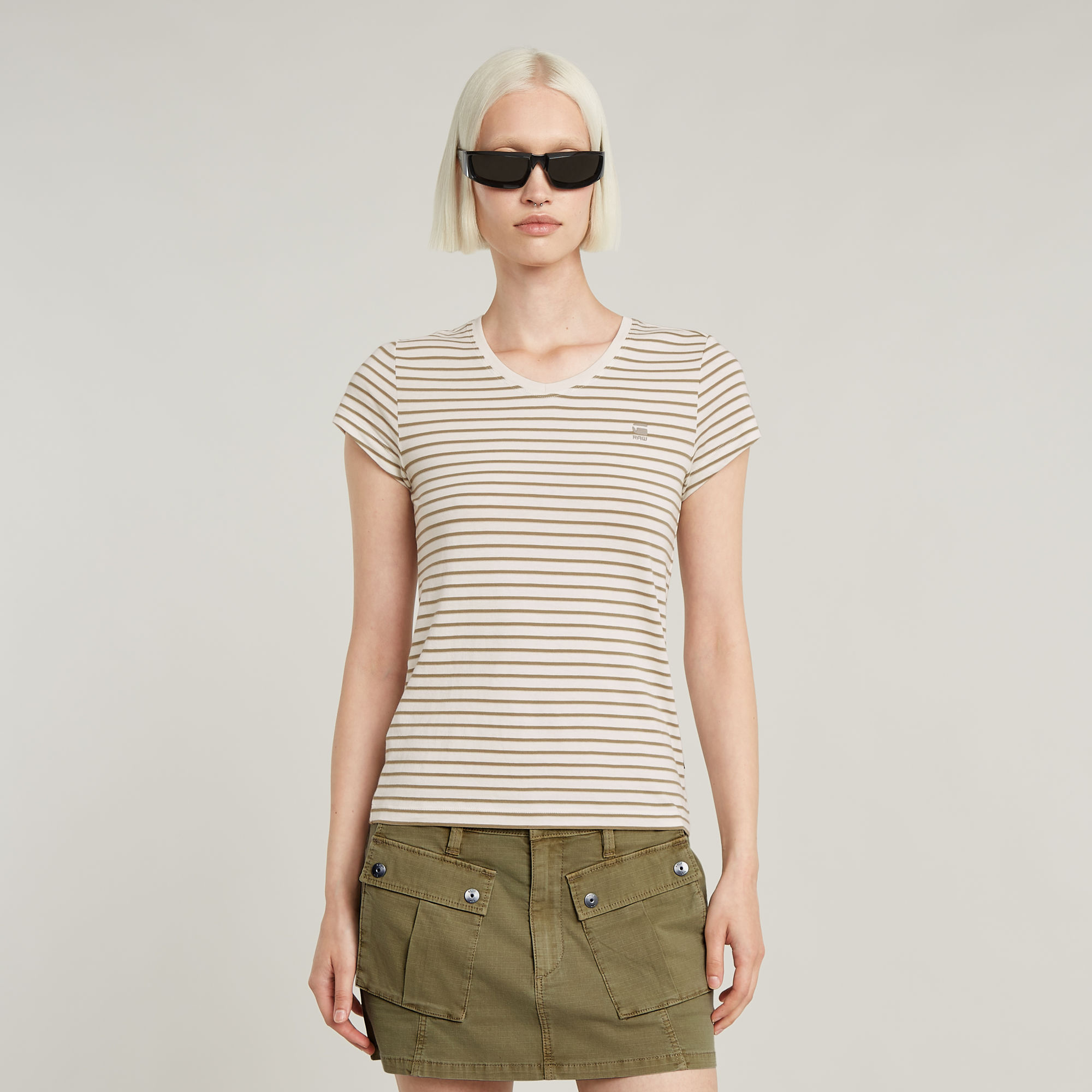 G-Star RAW Stripe Eyben Slim V-Hals Top 2.0 - Meerkleurig - Dames