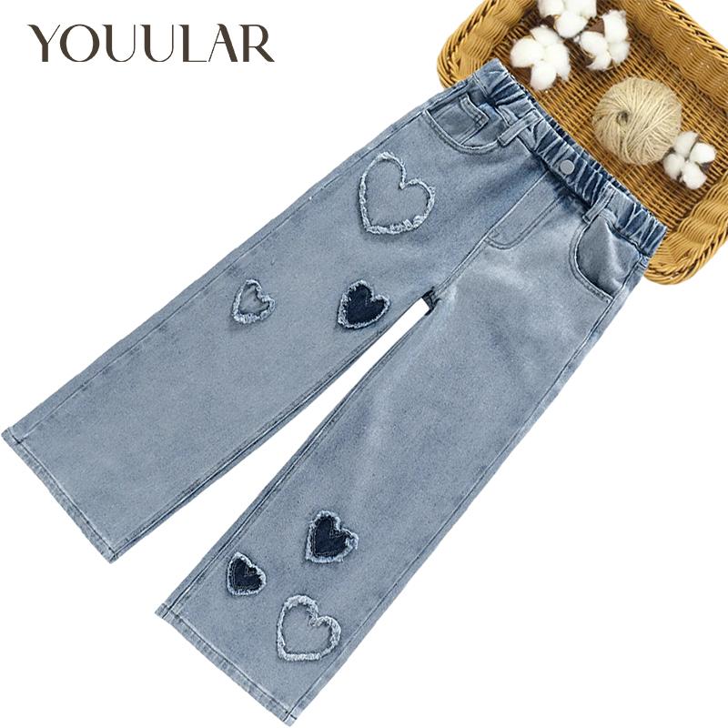 Youth Charm Jeans Voor Meisjes Graffiti Meisje Jeans Lente Herfst Kid Jeans Casual Stijl Kinderkleding 6 8 10 12 14 120