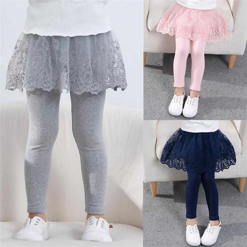 Topzeros Katoenen babymeisjesleggings Kant Prinsesrok-broek Lente Herfst Kinderen Slanke rokbroek Kinderkleding 130