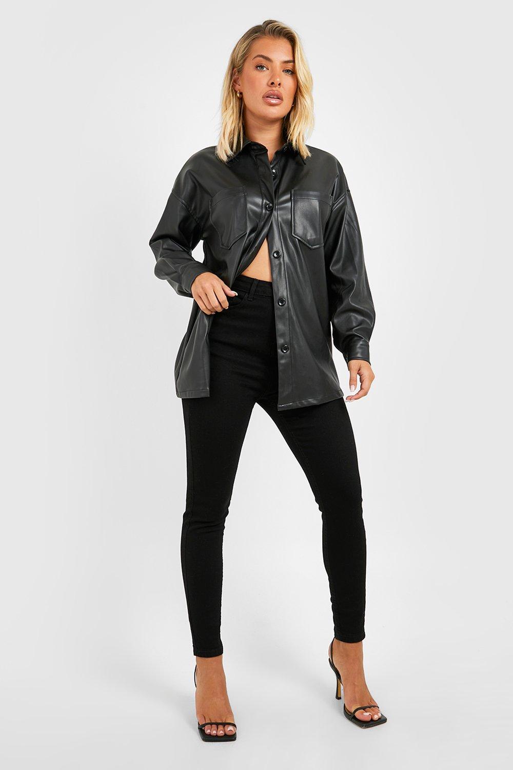 Boohoo Stretch Booty Shaping Skinny Jeans Met Hoge Taille, Zwart