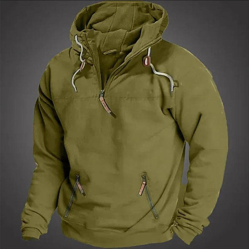 Stylish Man-2 Herfst en winter heren sweatshirt met capuchon, effen kleur, jeugdsport, casual los sweatshirtjack M blauw