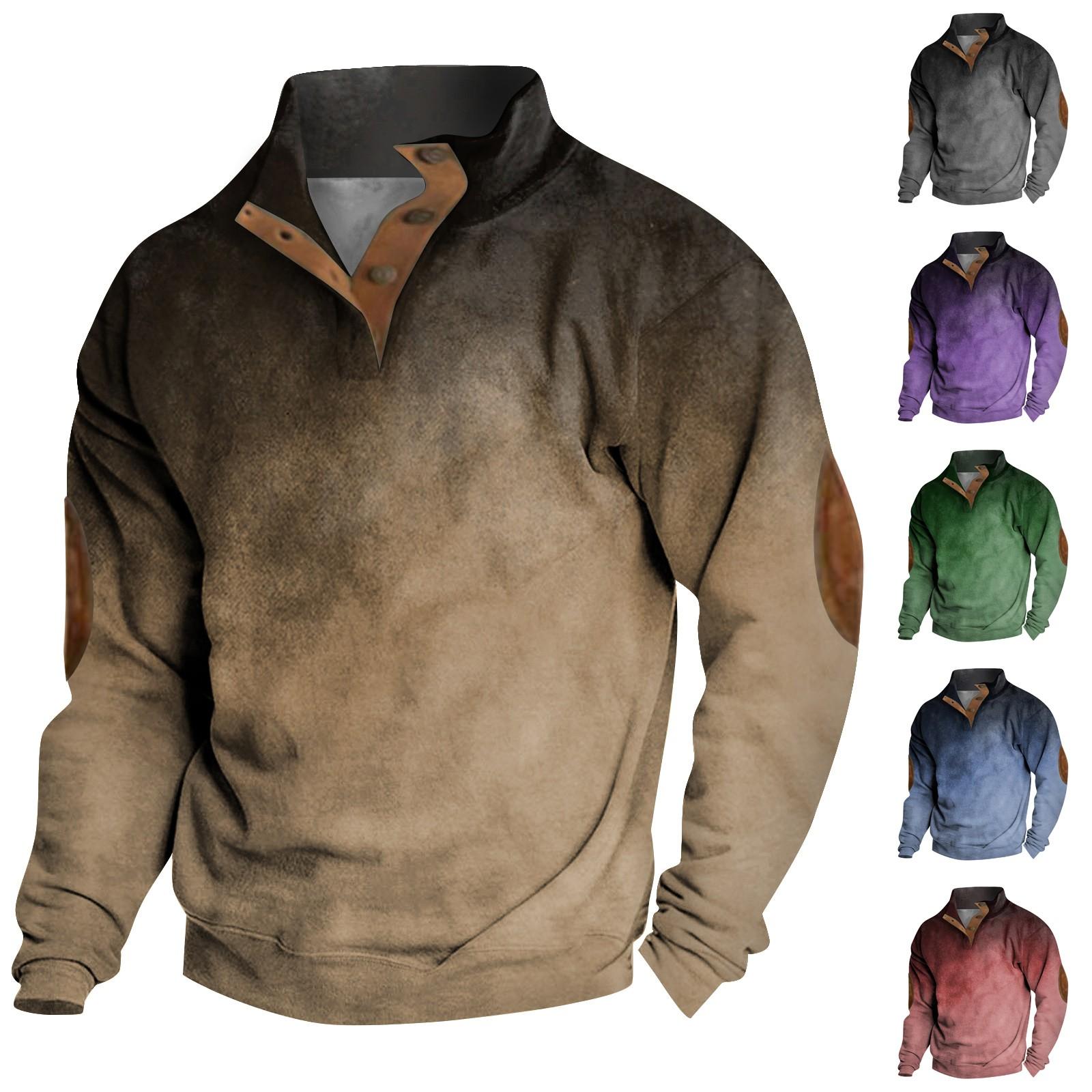 Scrambled eggs Lente en herfst herensweatshirt met staande kraag is outdoor casual truien tops L blauw