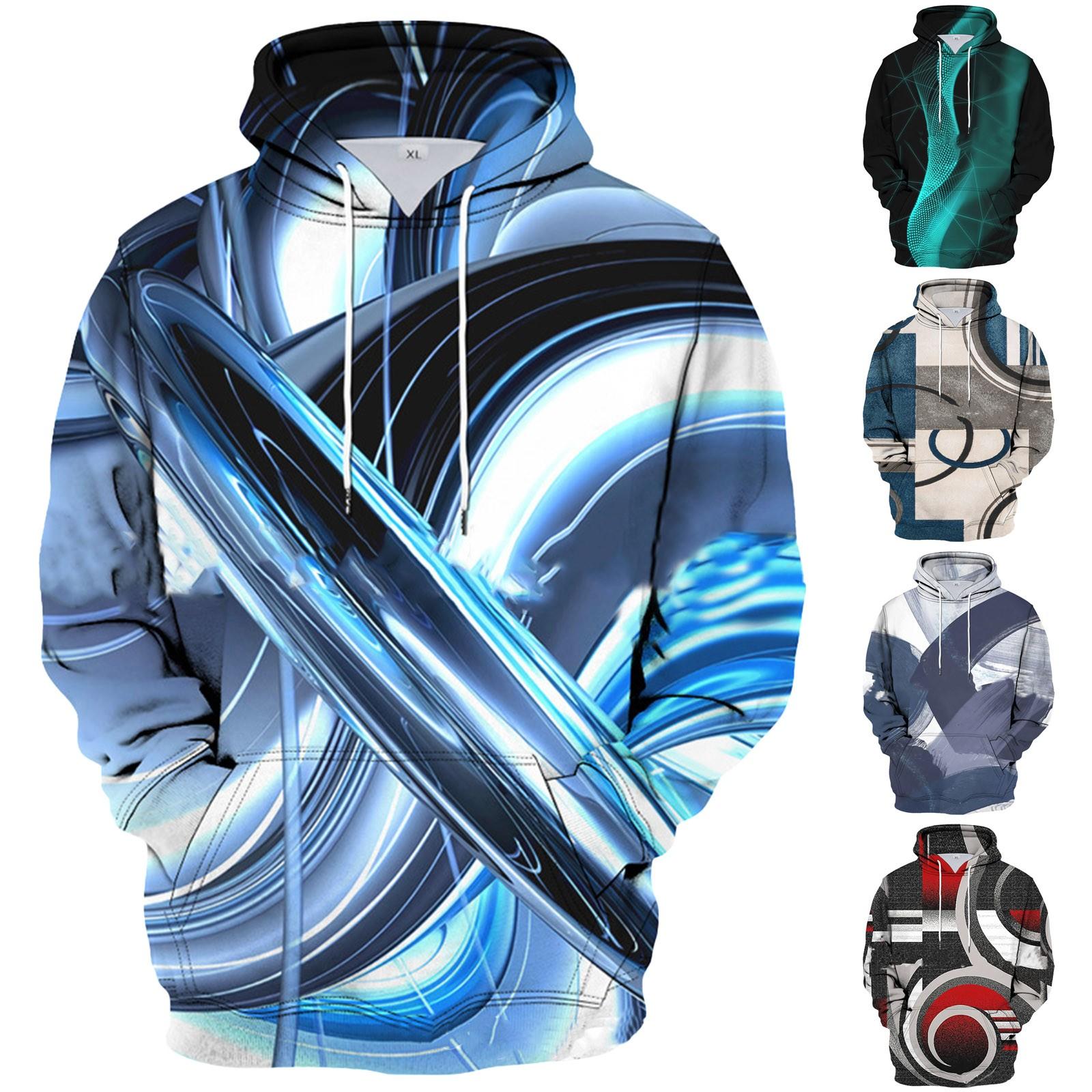 ElongPaoXiao Los bedrukt sweatshirt met capuchon voor heren Casual mode-sportsweatshirt voor heren XL