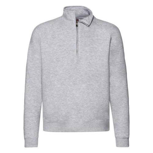 Fruit Of The Loom Mens Premium Zip Neck Heather Sweatshirt XXL