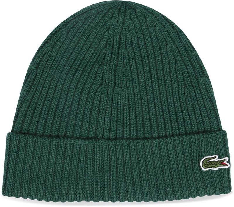 Lacoste Knitted Muts Wol Donkergroen -