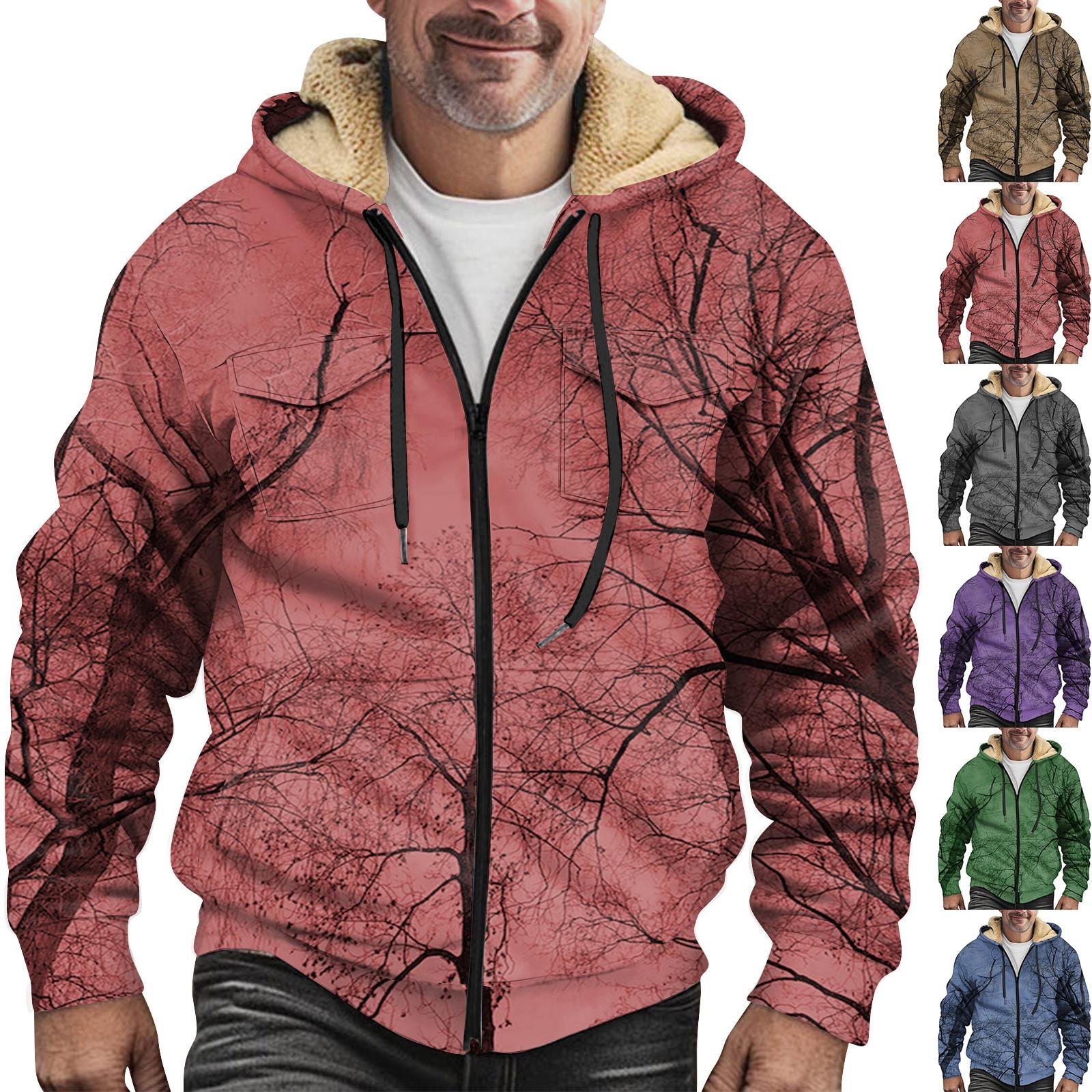 Baby cheetah Heren Winter Rits Capuchon Fleece Sweatshirt Met Opgestikte Zak Casual Jack L groen
