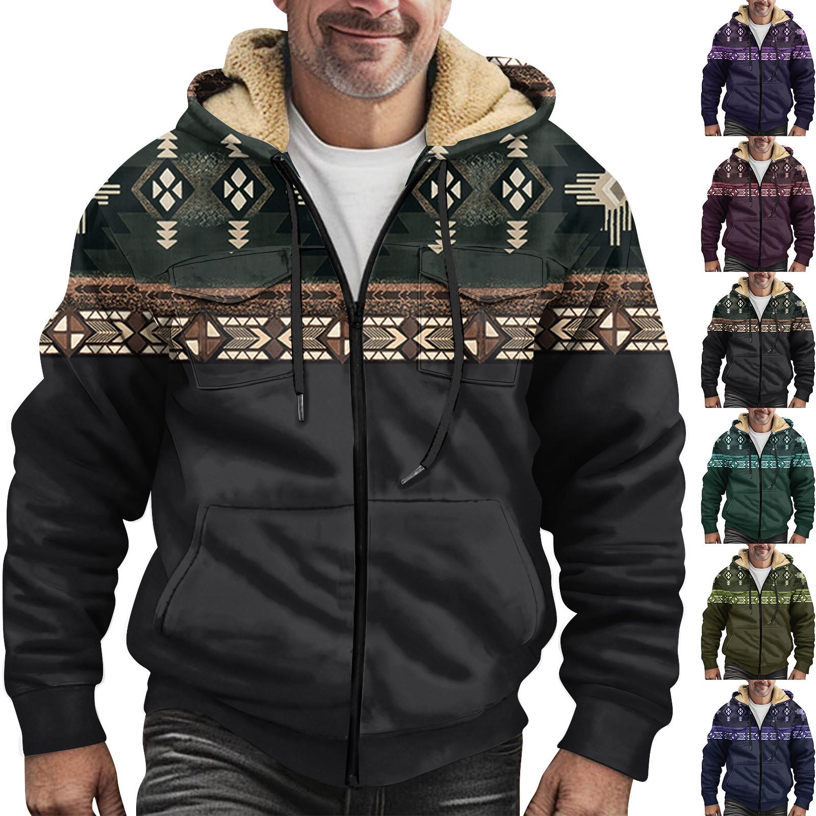 Baby cheetah Heren Winter Rits Capuchon Fleece Sweatshirt Met Opgestikte Zak Casual Jack L donkerblauwe kleur