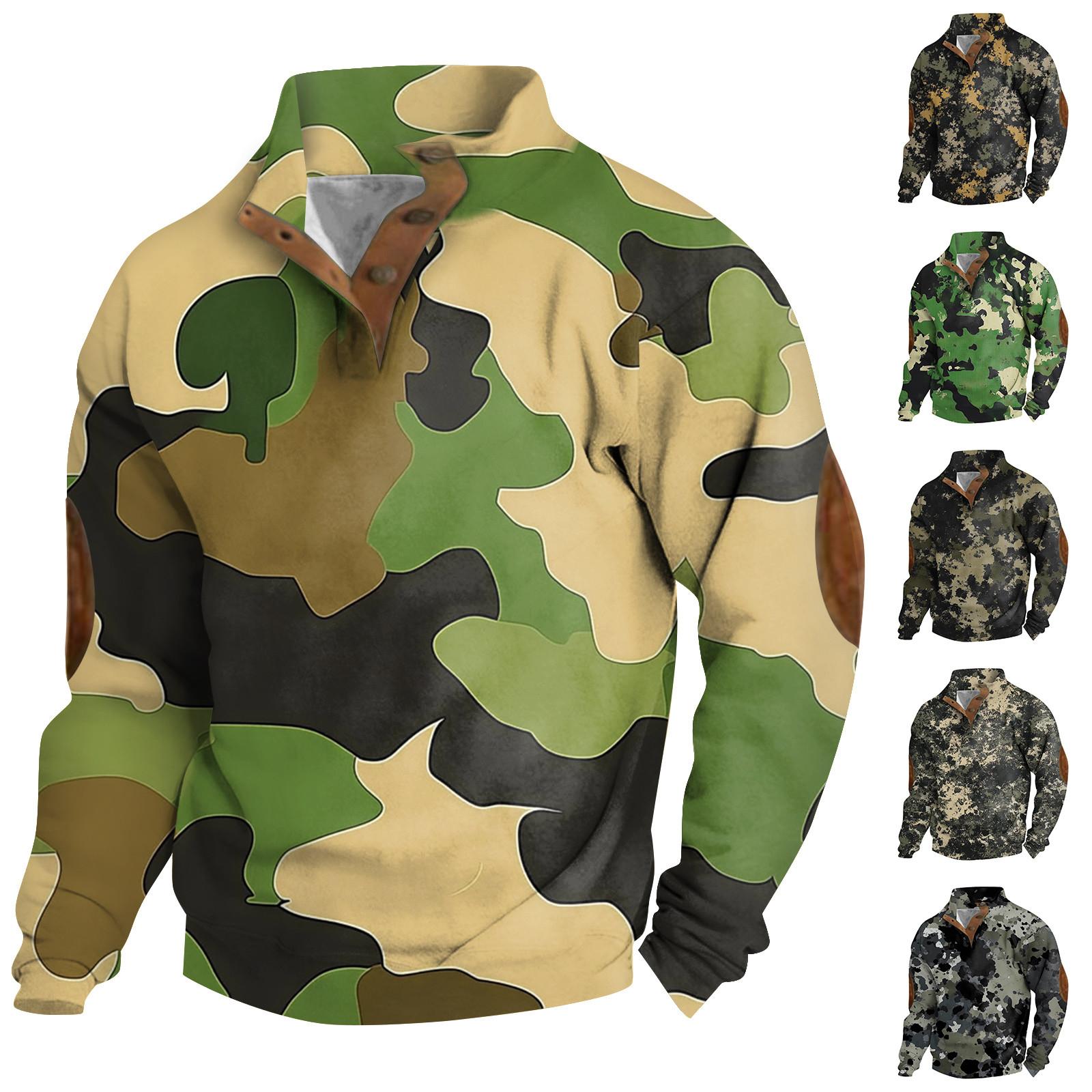 Baby cheetah Heren Sweatshirt met Staande Kraag Is Buiten Casual Truien Tops L legergroene kleur