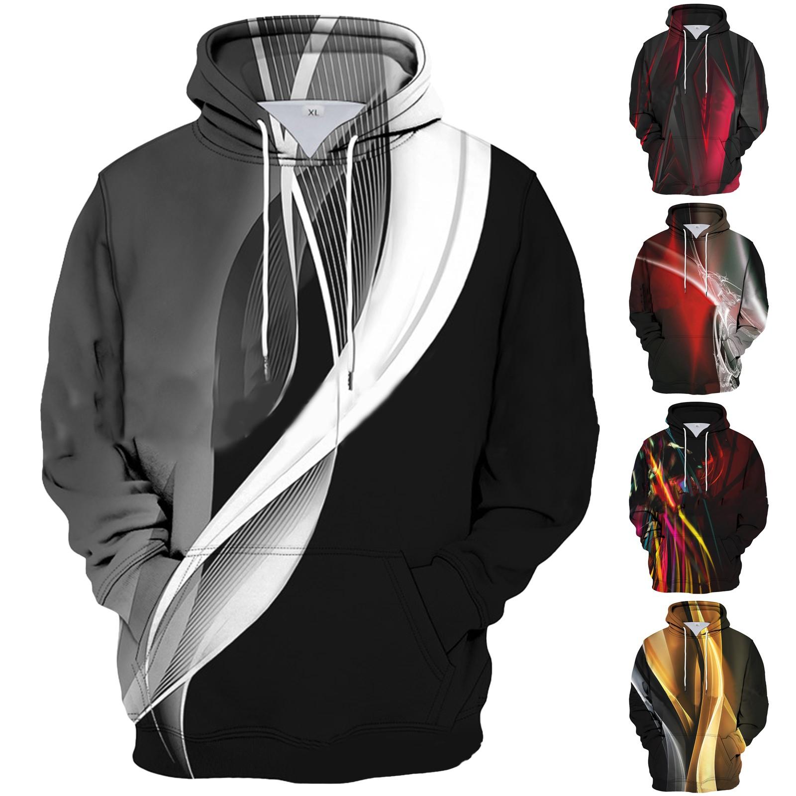 ElongPaoXiao Los bedrukt sweatshirt met capuchon voor heren Casual mode-sportsweatshirt voor heren XXL