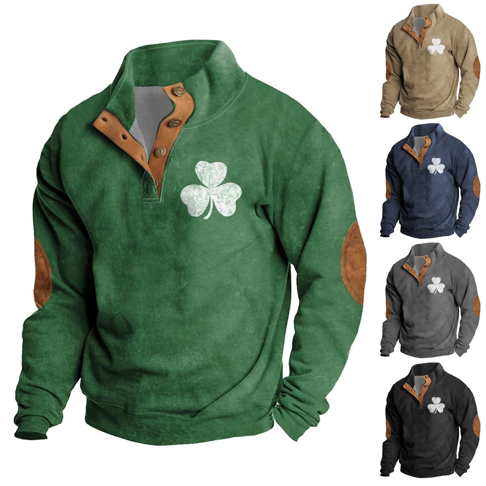 ElongPaoXiao Lente en herfst herensweatshirt met staande kraag is outdoor casual truien tops XXXL