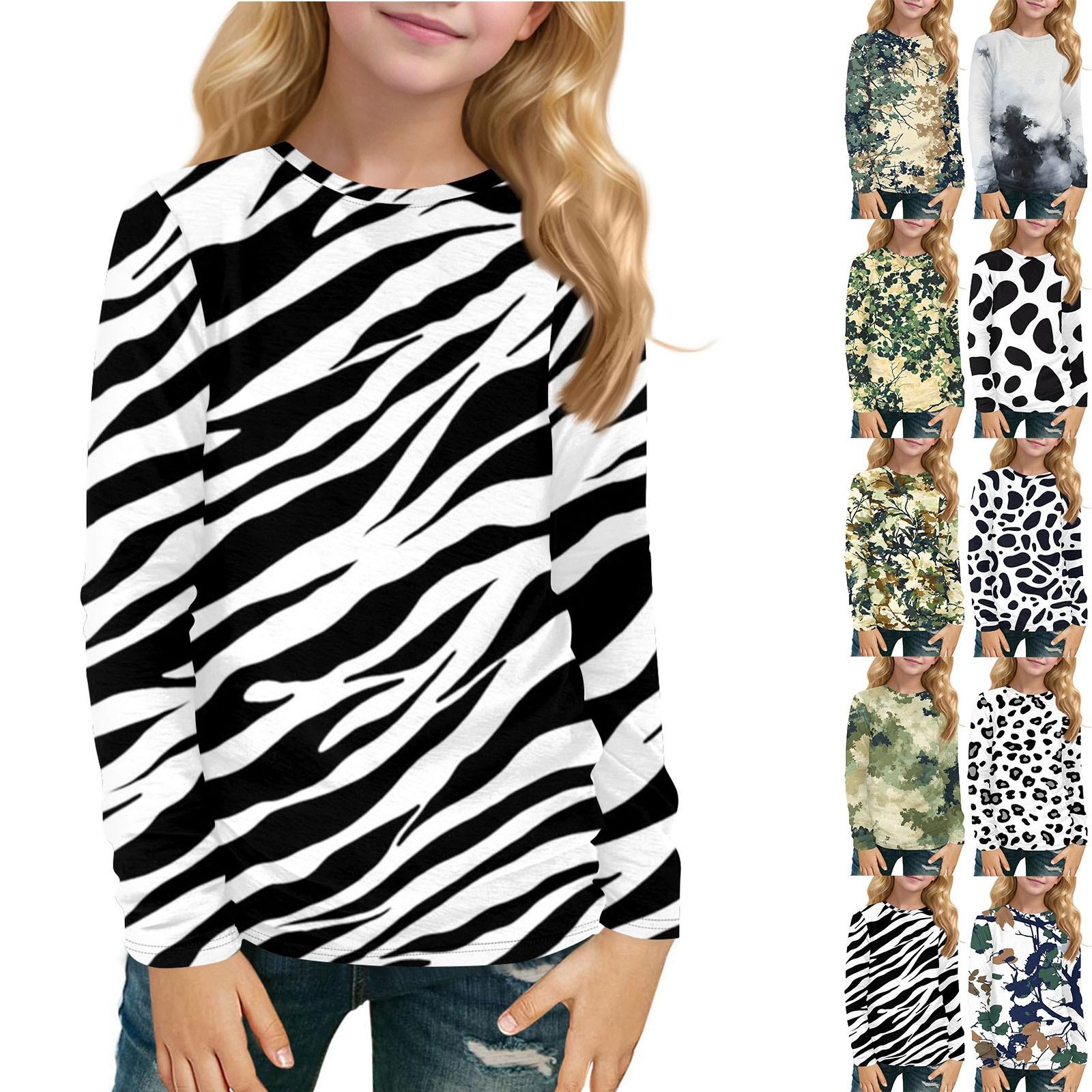 Baby cheetah Bedrukt T-shirt met lange mouwen en ronde hals voor kinderen, dagelijks casual 110 zwart
