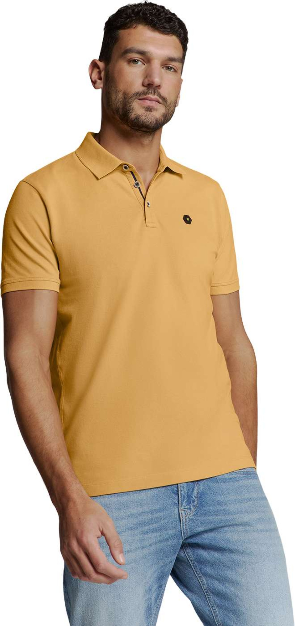 No Excess Polo pique garment dyed yellow