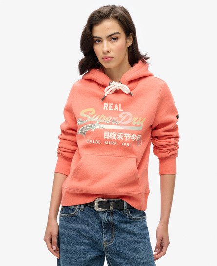 Superdry Vrouwen Itago Hoodie met Vintage Logo Cream