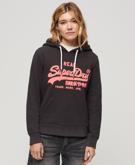 Superdry Vrouwen Neon Hoodie met Print Zwart