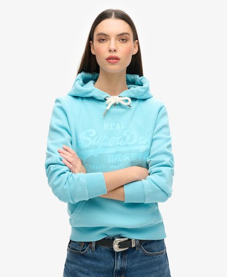 Superdry Vrouwen Neon Hoodie met Print Blauw