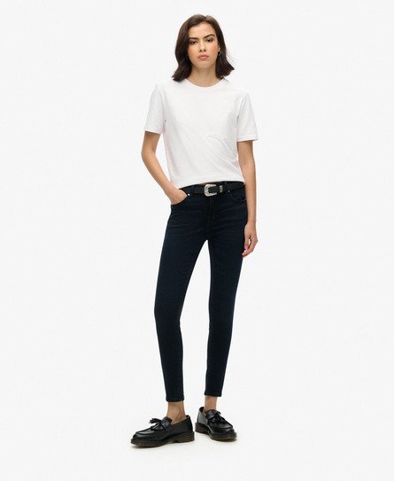 Superdry Vrouwen Vintage Skinny Jeans van Biologisch Katoen met Middelhoge Taille Zwart