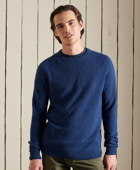 Superdry Mannen Harlo Trui met Ronde Hals Donkerblauw
