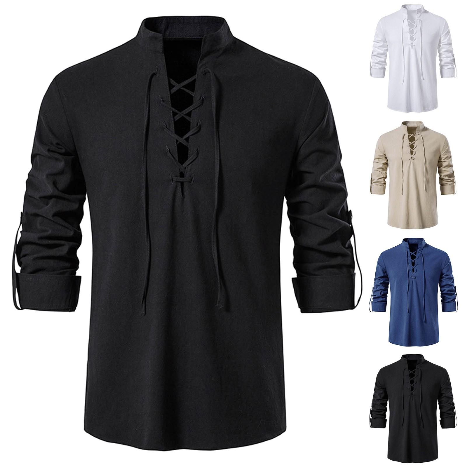 Baby cheetah Heren Casual Mode Lange Mouw Effen Kleur V-hals Tops L zwart