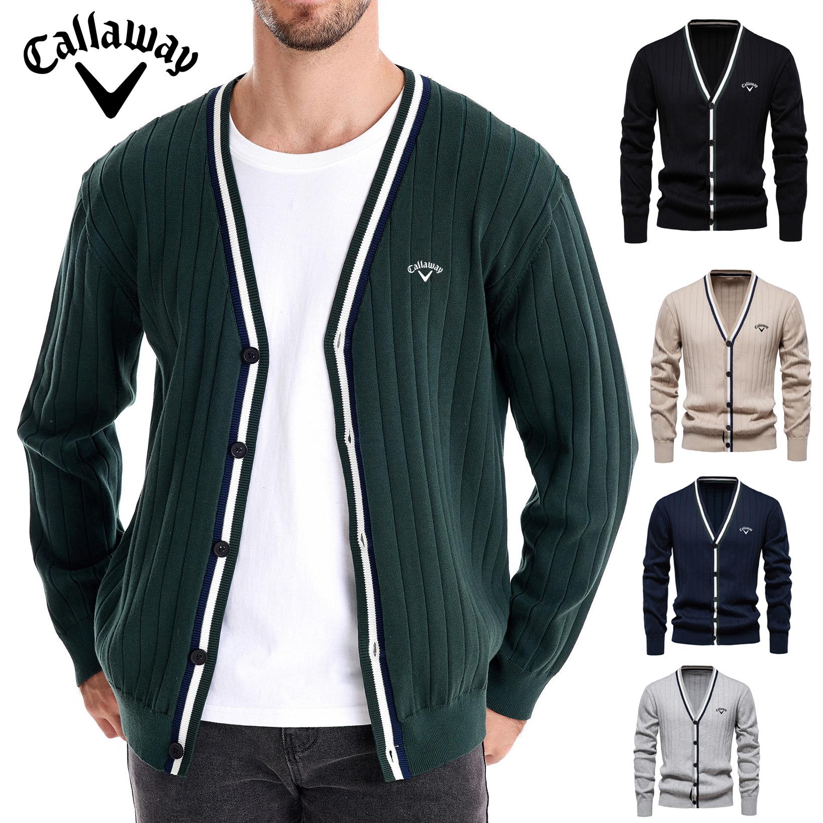 Callaway 2025 Herfst/Winter Geborduurd Nieuw Cardigan Heren V-hals Lange Mouw Trui Gebreide Jas S