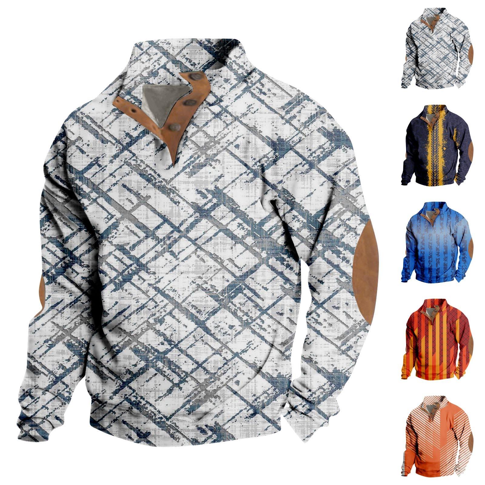 Baby cheetah Lente en herfst herensweatshirt met staande kraag is outdoor casual truien tops L blauw