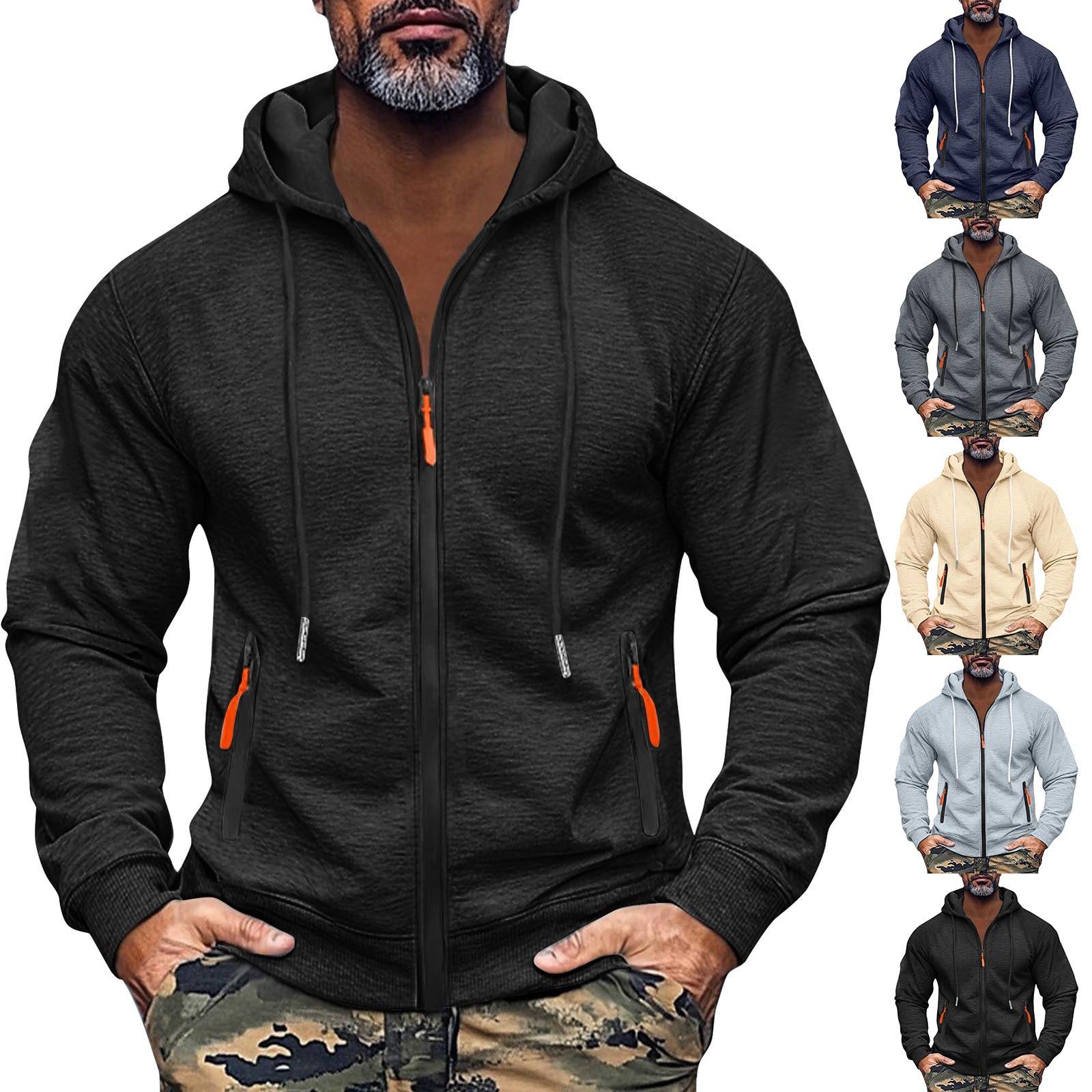 Excellent stuff Heren Sweatshirt Hoodie Rits Arm Zak Cardigan Heren Sport Grote Maat Casual Hoodie L zwart