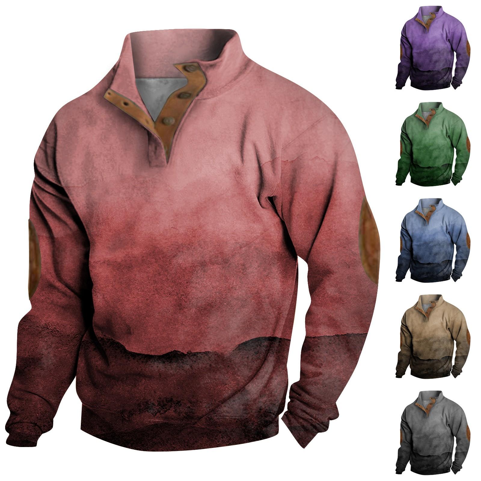 ElongPaoXiao Lente en herfst herensweatshirt met staande kraag is outdoor casual truien tops M bruin