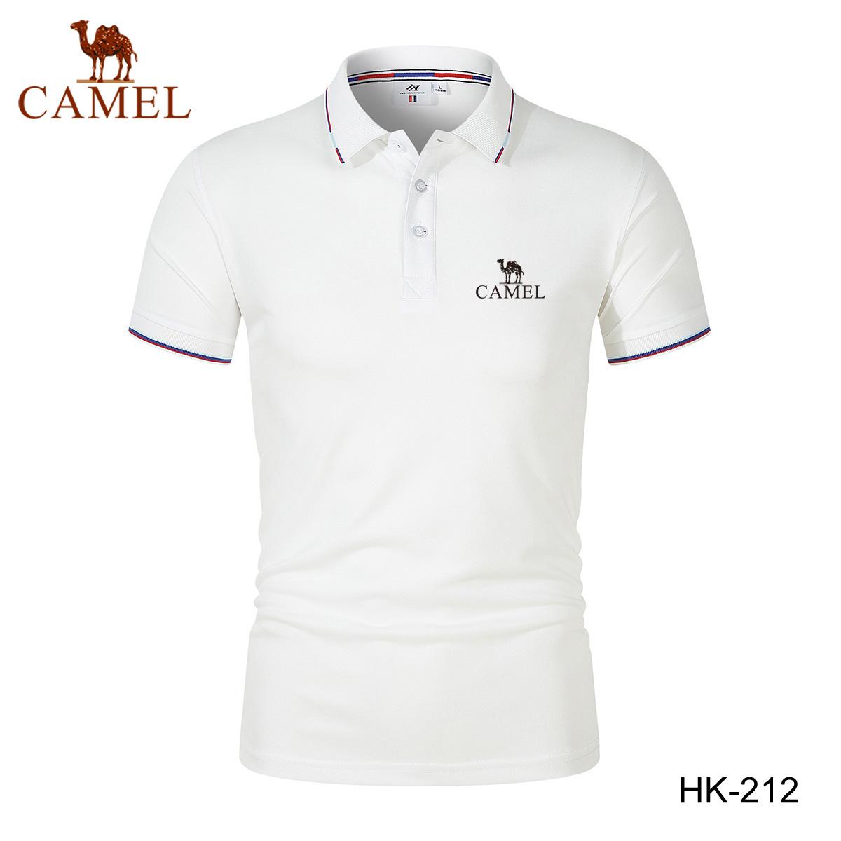 Camel 2024 Lente/Zomer Nieuw Geborduurd Poloshirt met Polokraag voor Heren en Dames, Zakelijk en Vrije tijd L wit