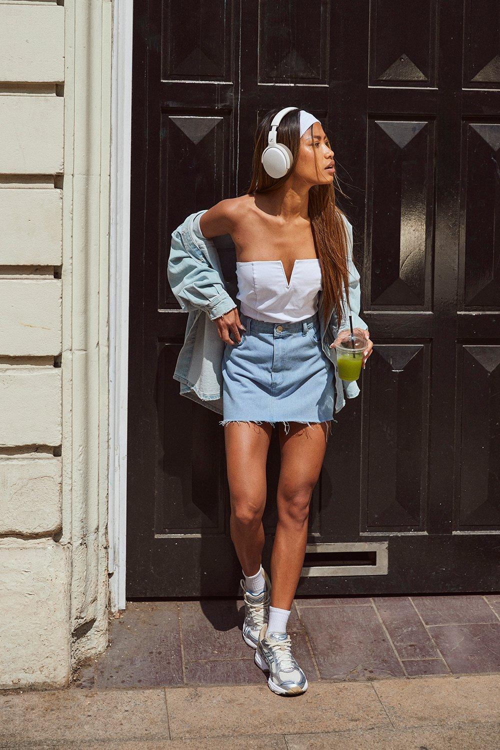 Boohoo Petite 90S Mini Mini Rokje, Light Blue