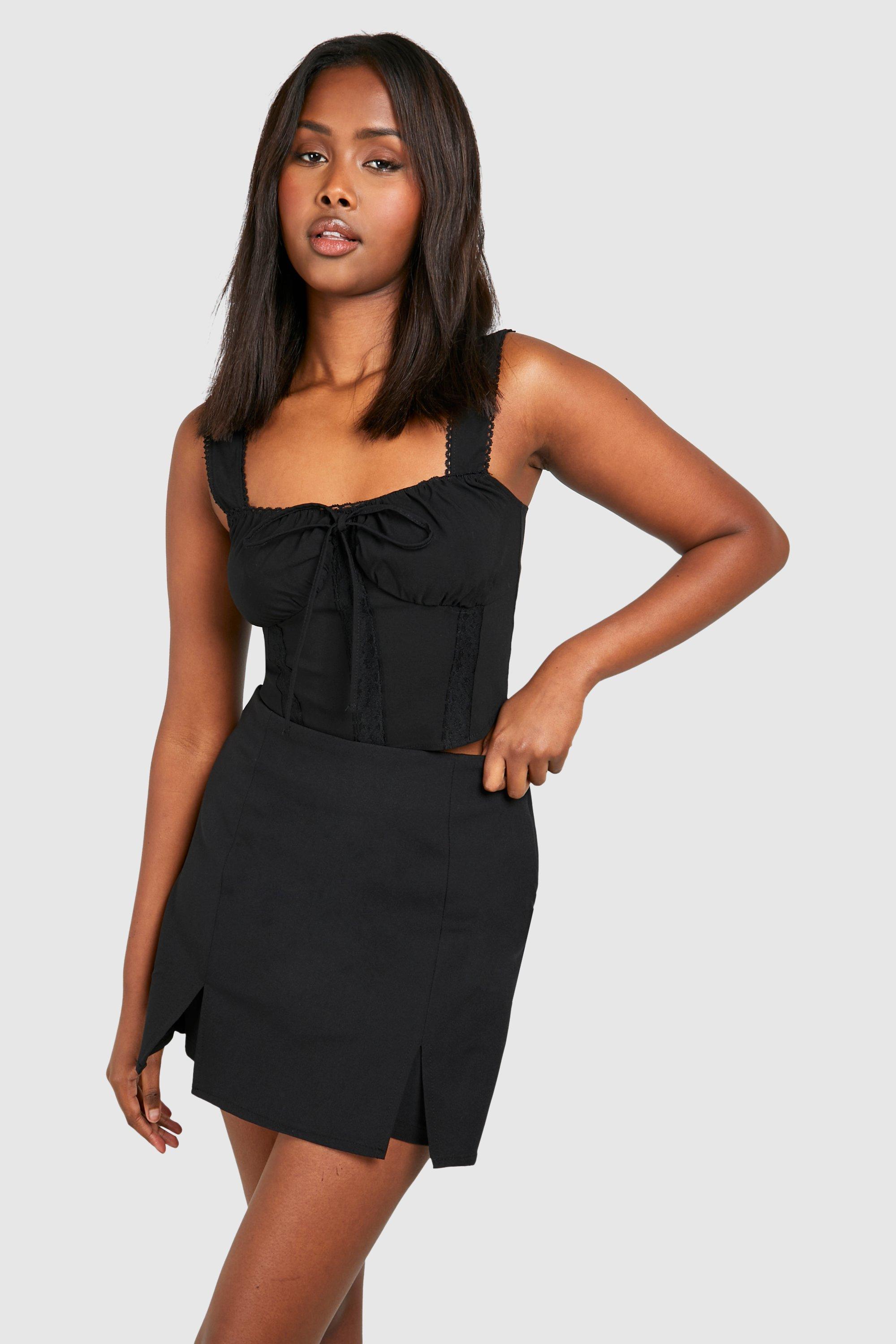Boohoo Geplooid Tennis Mini Rokje, Black